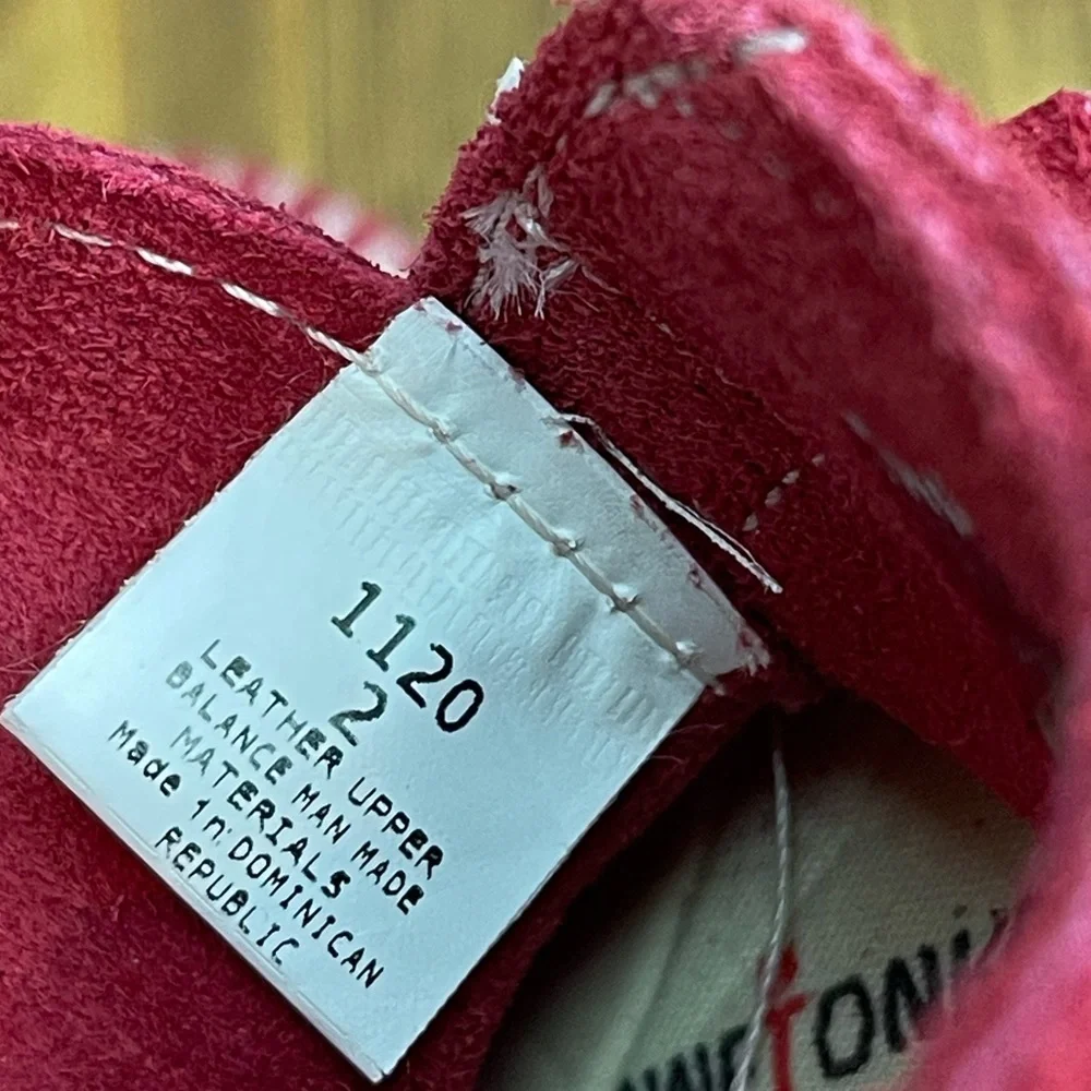 Minnetonka red suede baby moccasins size 2